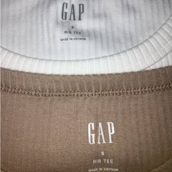 Bundle of 3 GAP Rib Tees Pink Tan White Small - Picture 4 of 4